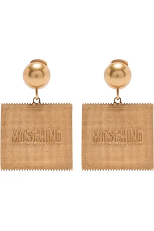 Moschino Aretes de clip con logo bordado