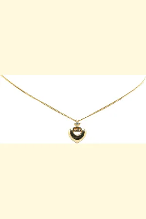 Dior Collar Gold Plated CD Heart Rhinestone Pendant Necklace 2000-2024