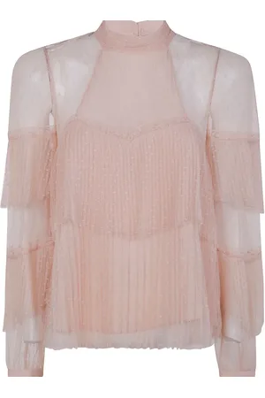 Twin-Set Blusa de tul con volantes