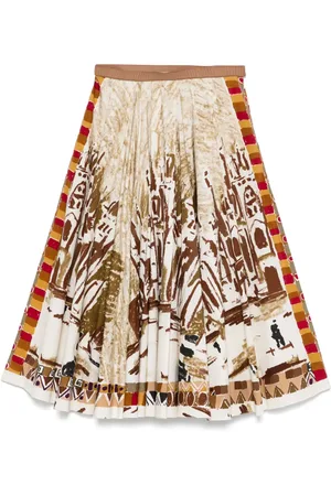 Prada Falda midi con estampado de postales 2004
