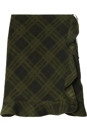 Burberry Falda cruzada de seda con motivo de cuadros
