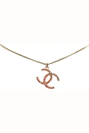 CHANEL Collar Gold Plated Resin Crystal Pendant Necklace 2004
