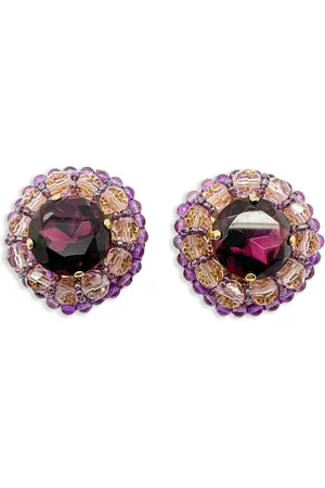 JENNIFER GIBSON JEWELLERY Aretes de clip Grand Amethyst Crystal 1960 de archivo
