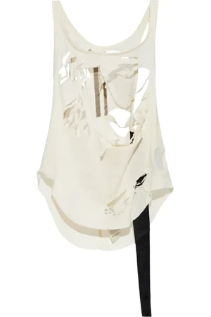 Rick Owens Camiseta con detalles rasgados
