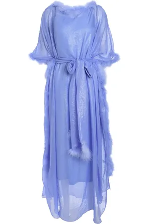 Baruni Vestido largo con ribete de plumas