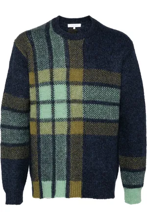 Maison Kitsuné Suéter con motivo de cuadros en intarsia
