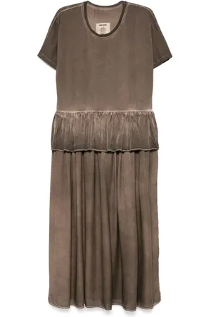 UMA WANG Vestido midi con detalle de volantes
