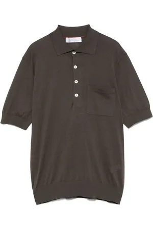 Brunello Cucinelli Playera tipo polo tejida de canalé