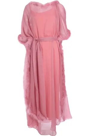 Baruni Vestido largo con ribete de plumas