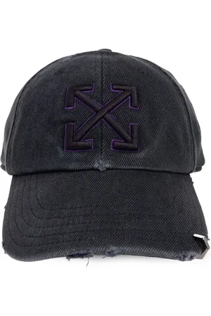 OFF-WHITE Gorra de mezclilla con logo bordado y efecto envejecido