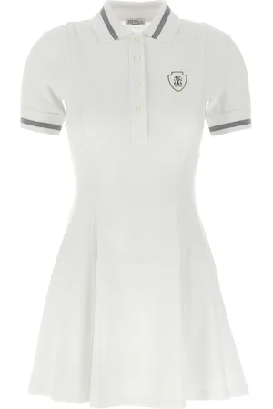 Brunello Cucinelli Vestido estilo playera tipo polo con logo bordado