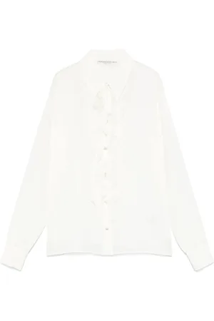 Alessandra Rich Blusa de seda con cuello jabot