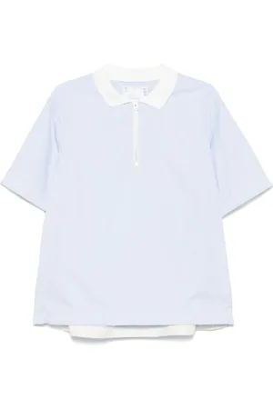 SACAI Playera tipo polo con rayas estampadas