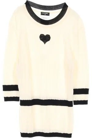 CHANEL Suéter con motivo de corazones en intarsia 1986-1988