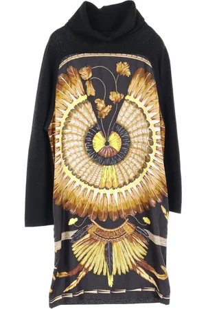 Hermès Vestido recto con plumas estampadas 2010