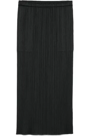 Issey Miyake Falda midi con diseño plisado