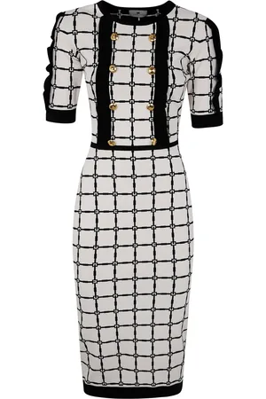 Elisabetta Franchi Vestido midi con logo en jacquard