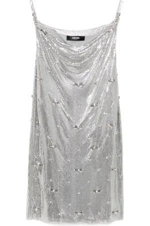 VERSACE Vestido de malla con efecto metalizado
