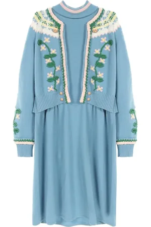 CHANEL Vestido tejido con motivo floral 1986-1988