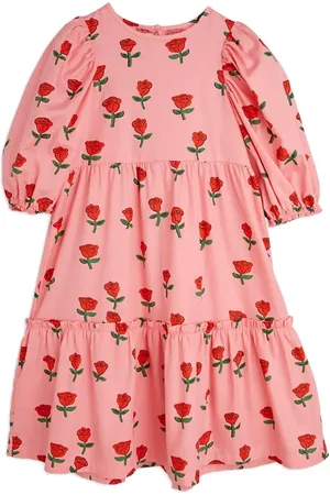 Mini Rodini Vestido camisero con rosas estampadas
