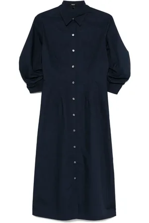 THEORY Vestido midi con detalle fruncido