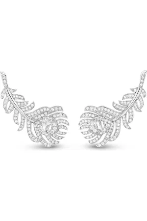 Boucheron Aretes Plume de Paon en oro blanco de 18kt con diamantes