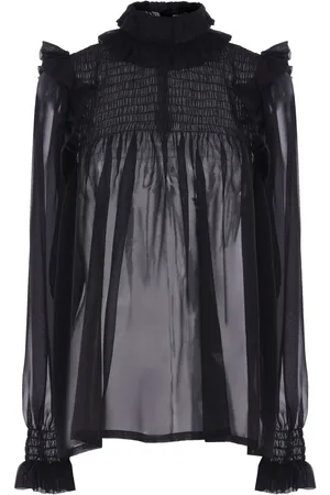 Saint Laurent Blusa de crepé semitransparente