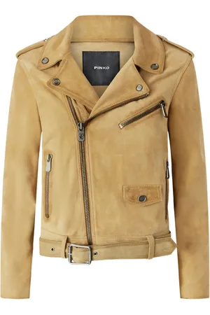 Pinko Chamarra biker de gamuza con cierre