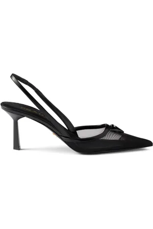 Prada Zapatillas de malla con tira trasera y tacón de 75mm