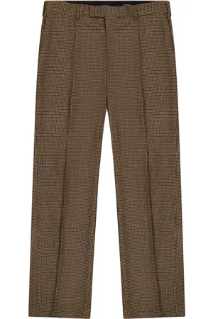 LANEUS Pantalones con pinzas y estampado de cuadros