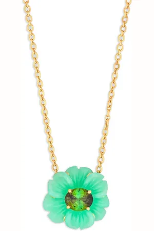 Irene Neuwirth Collar Tropical Flower en oro amarillo de 18kt con turmalina y crisoprasa