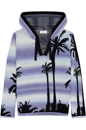 LANEUS Hoodie con palmeras estampadas
