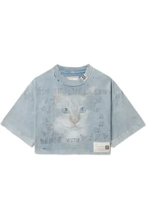 Maison Mihara Yasuhiro Playera con gato estampado