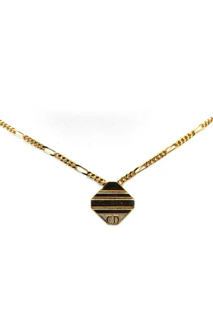 Dior Collar 20th Century Gold Plated CD Logo Plate Pendant Necklace