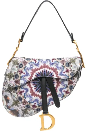 Dior Bolsa de hombro Canvas Embroidered Kaleidiorscopic Saddle Bag 2019