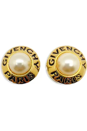 Givenchy Aretes de clip con logo grabado 1980