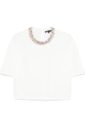 Maje Playera con detalles de cristal en el cuello