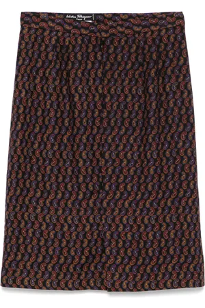 Salvatore Ferragamo Falda midi con estampado Cornucopia 1980