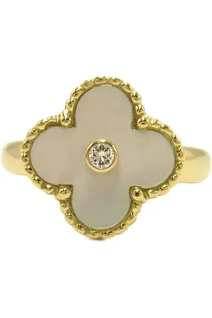 Van cleef 2010s pre-owned 18K yellow gold Alhambra diamond ring