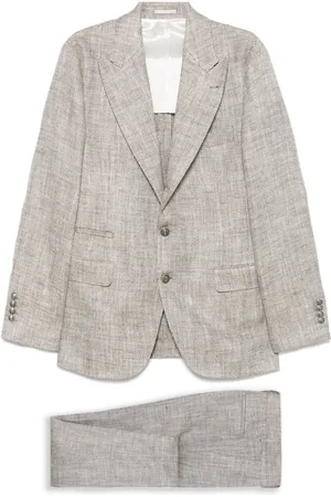 Brunello Cucinelli Traje con motivo pied de poule