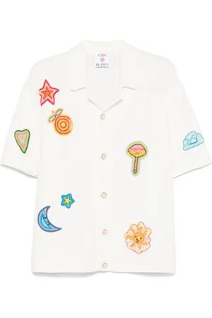 Casablanca Camisa de crochet con detalle de parche