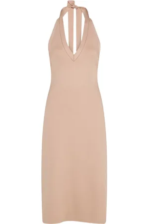 Salvatore Ferragamo Vestido tejido midi con cuello halter