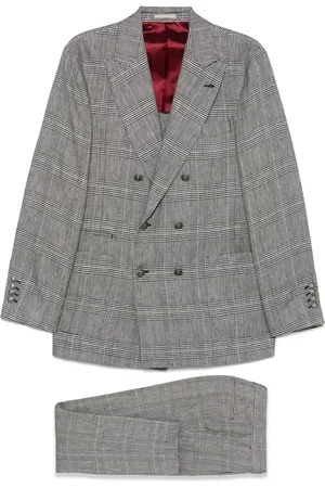 Brunello Cucinelli Traje con motivo de cuadros Príncipe de Gales
