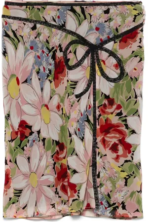 John Galliano Falda corta de seda con estampado floral 1990