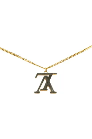 LOUIS VUITTON 2017 Gold Plated Upside Down LV Pendant Necklace costume necklace
