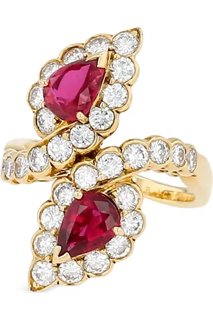 Van cleef Anillo en oro amarillo con diamante y rubí