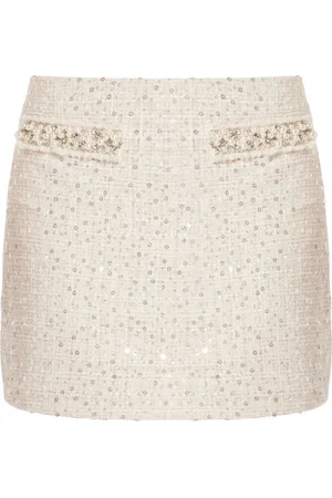 LOVESHACKFANCY Falda corta con detalle de perlas artificiales