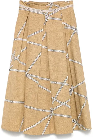 Elisabetta Franchi Falda midi con estampado de rafia