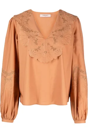 Twin-Set Blusa con bordado inglés