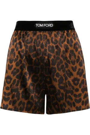 Tom Ford Shorts de seda con estampado de leopardo